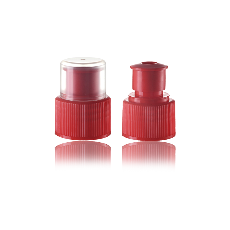 Roșu Rotație Cosmetic Plastic Ribbed Push Pull Cap-HY-CP-19